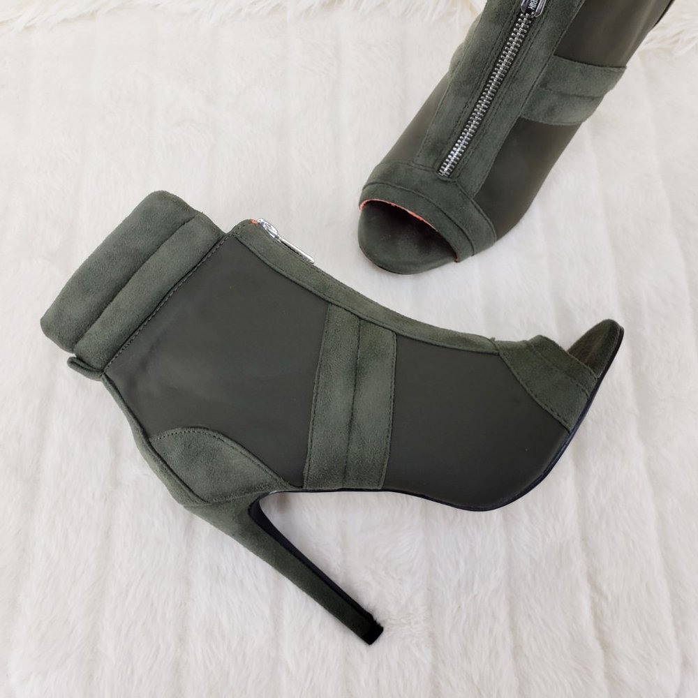 Front Zipper 4" High Heel Ankle Boots - Picture 2 of 11